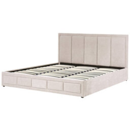Beliani Ottoman Bed Chenille Quiberon 180 X 200 Cm (Eu Super King) Taupe - thumbnail 6