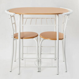Eldo 3 Piece Compact Dining Room Chair And Table Set - Space-Saving, Lightweight Steel Frame - thumbnail 4