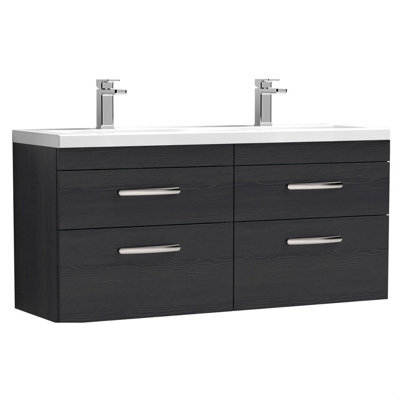 Balterley Millwich Contemporary 4 Drawer Wall Hung Vanity Unit With Basin, Charcoal Black, 1200mm - image 1