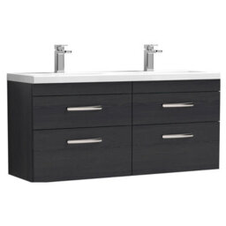 Balterley Millwich Contemporary 4 Drawer Wall Hung Vanity Unit With Basin, Charcoal Black, 1200mm - thumbnail 1