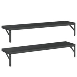 Berkfield Wall Shelves 2 Pcs 100X23.5 Cm Black Stainless Steel - thumbnail 7