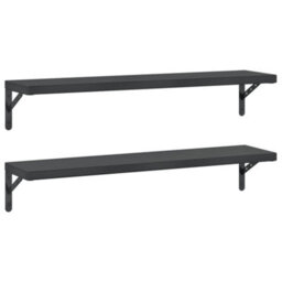 Berkfield Wall Shelves 2 Pcs 100X23.5 Cm Black Stainless Steel - thumbnail 2