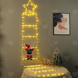 Amorly Star Trapeze Christmas Led String Lights With Santa Claus, 8 Mode Usb Waterproof Warm Lights For Home, Patio Mall Xmas Decorations - thumbnail 1