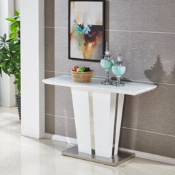 Furniture in Fashion Memphis High Gloss Console Table In White With Glass Top