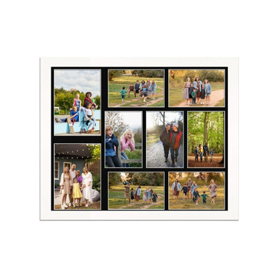 AK Frames 20X16 White Sleek Multi Photo Frame With Black Mount - Holds 9 Apertures (2X) 7X5, (7X) 6X4 Photos - image 1