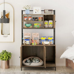 Cat Litter Box Enclosure With Storage Shelves - thumbnail 3
