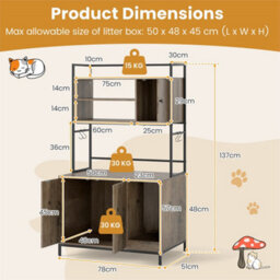 Cat Litter Box Enclosure With Storage Shelves - thumbnail 2
