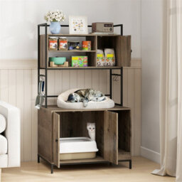 Cat Litter Box Enclosure With Storage Shelves - thumbnail 1