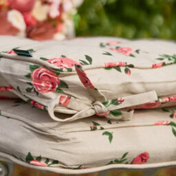 Dibor Set Of 4 Vintage Rose Summer Outdoor Garden Chair Seat Pad Cushions - thumbnail 4