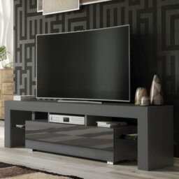 Tv Unit Aria 160Cm - Dark Grey With Gloss Doors - thumbnail 1
