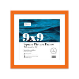 "9X9"" Orange Picture Frame - 9X9"" Square Frame With 8X8"" Mount For 9X9""/8X8"" Pictures Art Deco Style Thin Edge, 1 Pack" - thumbnail 1
