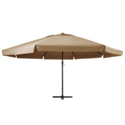 Berkfield Outdoor Parasol With Aluminium Pole 600 Cm Taupe - thumbnail 2