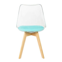 Fusion Living Soho Clear And Aqua Plastic Dining Chair With Squared Light Wood Legs - thumbnail 4