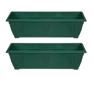 Whitefurze 2 X Large Venetian Patio Planter Trough Plant Pot 60Cm Plastic Green Colour Pot - image 1
