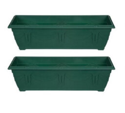 Whitefurze 2 X Large Venetian Patio Planter Trough Plant Pot 60Cm Plastic Green Colour Pot