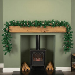 Samuel Alexander 2.7M Snow Tipped Christmas Garland With Pine Cones And Mixed Needles - thumbnail 2