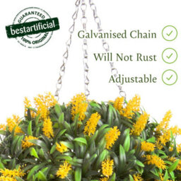 Best Artificial 38Cm Yellow Lush Lavender Hanging Basket Flower Topiary Ball - Suitable For Outdoor Use - Weather & Fade Resistant - thumbnail 3