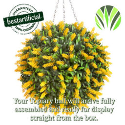 Best Artificial 38Cm Yellow Lush Lavender Hanging Basket Flower Topiary Ball - Suitable For Outdoor Use - Weather & Fade Resistant - thumbnail 6