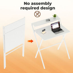 Levede Folding Desk 67.5 X 45 Cm, Portable Laptop Table With Monitor Shelf, Easy Assembly Small For Bedroom Living Room - thumbnail 5