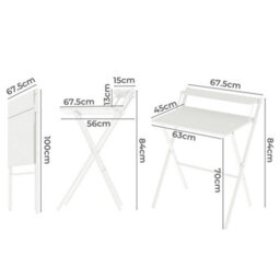 Levede Folding Desk 67.5 X 45 Cm, Portable Laptop Table With Monitor Shelf, Easy Assembly Small For Bedroom Living Room - thumbnail 4