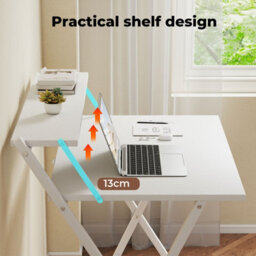 Levede Folding Desk 67.5 X 45 Cm, Portable Laptop Table With Monitor Shelf, Easy Assembly Small For Bedroom Living Room - thumbnail 7