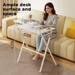 Levede Folding Desk 67.5 X 45 Cm, Portable Laptop Table With Monitor Shelf, Easy Assembly Small For Bedroom Living Room - thumbnail 6
