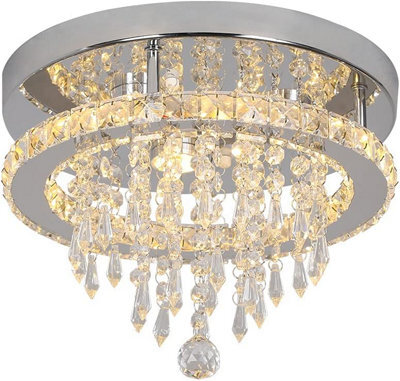 Ceiling Light Silver Crystal Flush Mount Warm White Led 30 X 22 Cm - image 1