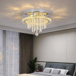 Ceiling Light Silver Crystal Flush Mount Warm White Led 30 X 22 Cm - thumbnail 2