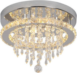 Ceiling Light Silver Crystal Flush Mount Warm White Led 30 X 22 Cm