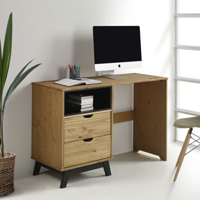 Mercers Furniture Scandian Computer Desk Dressing Table Solid Wood Pine Wooden Bedroom Office Height-74Cm Width-110Cm Depth-41Cm - image 1