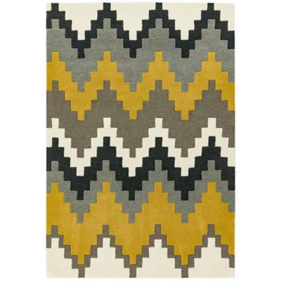 Mustard Wool Abstract Handmade Luxurious Modern Rug For Bedroom & Living Room-160Cm X 230Cm - image 1