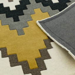 Mustard Wool Abstract Handmade Luxurious Modern Rug For Bedroom & Living Room-160Cm X 230Cm - thumbnail 3