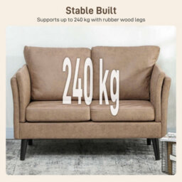 Wyld Haus Vaha Light Brown Faux Leather 2-Seater Sofa, Compact Modern Design With Rubber Wood Legs - thumbnail 8