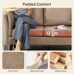 Wyld Haus Vaha Light Brown Faux Leather 2-Seater Sofa, Compact Modern Design With Rubber Wood Legs - thumbnail 5