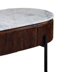 Wyld Haus Alabama Ribbed Mango Wood Rectangular Coffee Table With Marble Top And Metal Legs - thumbnail 4