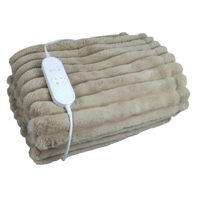 Igenix Luxury Heated Faux Fur Throw, 160Cm X 130Cm, 9 Heat Settings, 9-Hour Timer, Overheat Protection, Machine Washable, Latte - image 1
