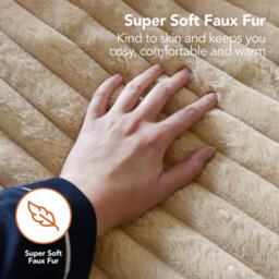Igenix Luxury Heated Faux Fur Throw, 160Cm X 130Cm, 9 Heat Settings, 9-Hour Timer, Overheat Protection, Machine Washable, Latte - thumbnail 3