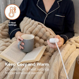 Igenix Luxury Heated Faux Fur Throw, 160Cm X 130Cm, 9 Heat Settings, 9-Hour Timer, Overheat Protection, Machine Washable, Latte - thumbnail 2