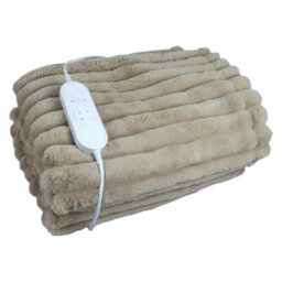 Igenix Luxury Heated Faux Fur Throw, 160Cm X 130Cm, 9 Heat Settings, 9-Hour Timer, Overheat Protection, Machine Washable, Latte - thumbnail 1