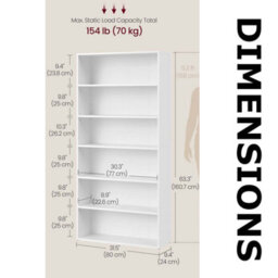 FURNOLD 5 Tier Free Standing Bookcase Shelf For Living Room Storage - thumbnail 7