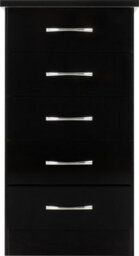Seconique Nevada 5 Drawer Narrow Chest In Black Gloss Finish - thumbnail 3