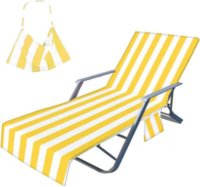 Beach Chair Cover, Lounger Towel With Storage Pockets - Lightweight And Foldable Microfiber Garden Bath - image 1