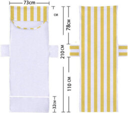Beach Chair Cover, Lounger Towel With Storage Pockets - Lightweight And Foldable Microfiber Garden Bath - thumbnail 2