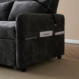 Btm Modern 2 Seater Sofa Bed, Adjustable Backrest, Usb Port And Phone Holder, Grey - thumbnail 7
