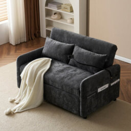 Btm Modern 2 Seater Sofa Bed, Adjustable Backrest, Usb Port And Phone Holder, Grey - thumbnail 6