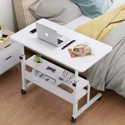 White--60Cm Gaming Desk With Footrest / 60Cm White 2-Tier Bedside Table - image 1