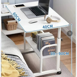 White--60Cm  Gaming Desk With Footrest / 60Cm White 2-Tier Bedside Table - thumbnail 3