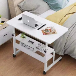 White--60Cm  Gaming Desk With Footrest / 60Cm White 2-Tier Bedside Table - thumbnail 1