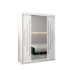 Arte Timeless York I Mirrored Sliding Door Wardrobe With Shelves And Hanging Rails In White (H)2000mm (W)1500mm (D)620mm