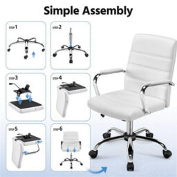 Office Desk Chair Swivel Pu Leather Chair - thumbnail 3